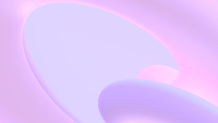 Abstract round 3d shape with pastel gradient texture. Futuristic illustration for web banner, poster, placard, cover design. 3d rendering. Light pink purple minimal background. Soft shades wallpaper