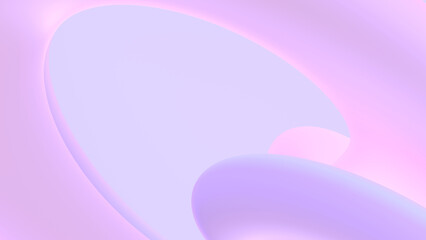 Abstract round 3d shape with pastel gradient texture. Futuristic illustration for web banner, poster, placard, cover design. 3d rendering. Light pink purple minimal background. Soft shades wallpaper