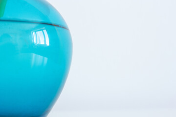 Abstract photo of blue glass on white background