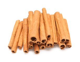 Cinnamon sticks on white background