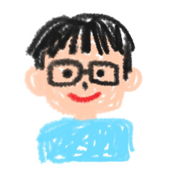 子どもが描いたような、男性の似顔絵