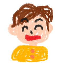 子どもが描いたような、男性の似顔絵