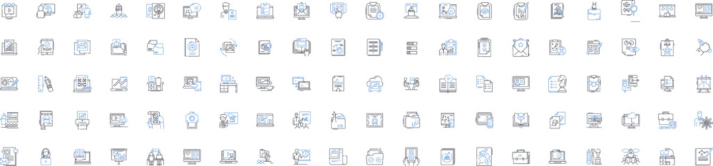 Performance line icons collection. Prodigy, Excellence, Skill, Artistry, Mastery, Precision, Flawless vector and linear illustration. Dynamic,Effortless,Proficiency outline signs set