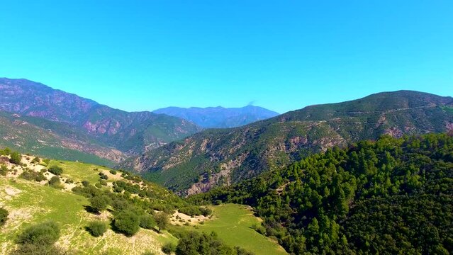drone shot of the tamezguida mountains in plain day Medea Algeria