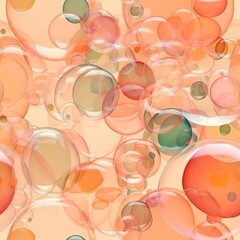 Seamless pattern of soap orange and green party bubbles