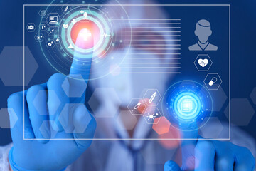 Medical technology in clinic or hospital. Treatment and use of computer technologies in medicine.