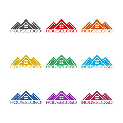 House logo design icon isolated on white background. Set icons colorful