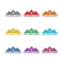 House logo design icon isolated on white background. Set icons colorful