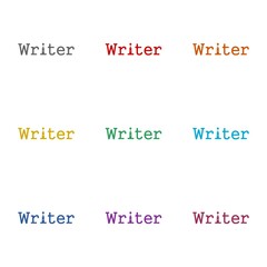 Writer logo icon isolated on white background. Set icons colorful