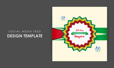 Vector illustration of Guyana Independence Day social media story feed mockup template