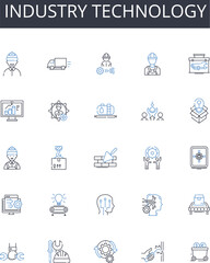 Industry technology line icons collection. Manufacturing, Engineering, Production, Science, Research and Development, Innovation, Automation vector and linear illustration. Robotics,Information