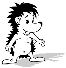 Drawing of a Smiling Cute Hedgehog from Front View