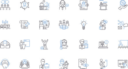 Human capital line icons collection. Talent, Workforce, Personnel, Knowledge, Experience, Skills, Expertise vector and linear illustration. Potential,Training,Development outline signs set