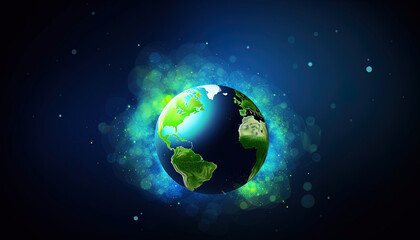 Fototapeta premium Earth Day concept illustration. Green planet earth. World globe