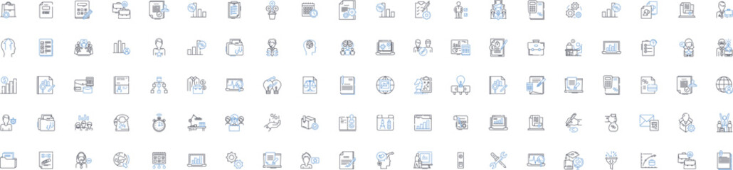 Data mining line icons collection. Extraction, Analysis, Patterns, Insights, Algorithms, Clustering, Classification vector and linear illustration. Prediction,Regression,Association outline signs set