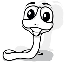 Drawing of a Smiling Funny Earthworm with Big Head