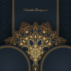 Gray background with golden mandala ornament