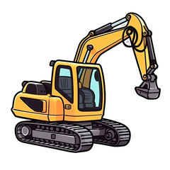 Digger In Cartoon Style Stiker On White Background On Isolated Transparent Background, Png, Logo. Generative AI