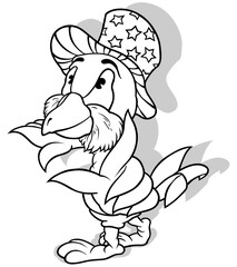 Drawing of a Bald Eagle as a Patriot with his Uncle's Sam Top Hat on his Head