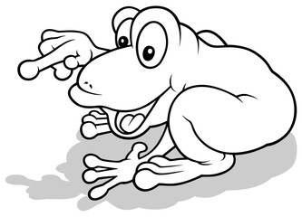 Drawing of a Cheerful Frog from Profile Pointing his Finger