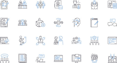 Business line icons collection. Strategy, Innovation, Efficiency, Marketing, Investment, Finance, Collaboration vector and linear illustration. Nerking,Sales,Entrepreneurship outline signs set
