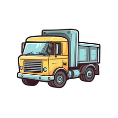 Truck In Cartoon Style Stiker On White Background On Isolated Transparent Background, Png, Logo. Generative AI