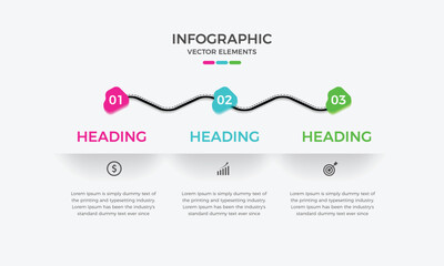 3 steps business infographics template. Modern colorful infographic steps. presentation and chart. Elements for infographics