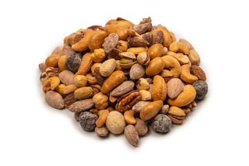 A group of almonds, pistachios, walnuts, macadamia, cashews.