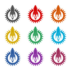 Rocket Gear Logo icon isolated on white background. Set icons colorful