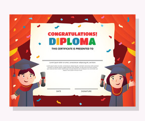 Certificate Children Diploma Cartoon Kids Junior High School