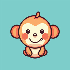 Cute monkey chibi mascot vector cartoon style