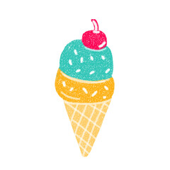 ice cream cone with cherry