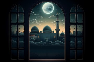 Ilustration islamic mosque ramadan kareem background Generated ai