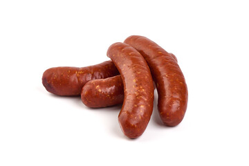 German Smoked sausage, isolated on a white background.