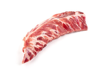 Pork belly ribs, isolated on white background.