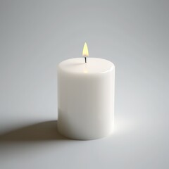 Fototapeta na wymiar White candle. 3d art of candle illustration. Minimal spa candle. Generative AI.
