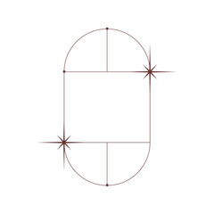 Boho frame arch with line and star. Vintage simple shape design. Boho minimal arch. Geometric round form. Vector illustration