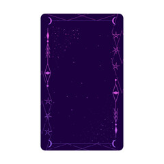 Tarot card set with mystic celestial border. Boho esoteric tarot card with moon and frame. Vector illustration. Sacred geometry celestial triangle