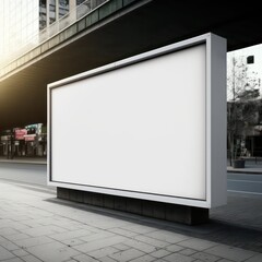Blank white sign outside. Blank billboard. Generative AI. - obrazy, fototapety, plakaty