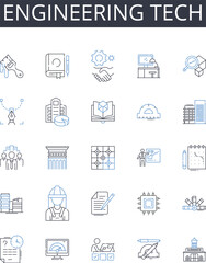 Engineering tech line icons collection. Accounting finance, Biology life, Chemistry science, Creative art, Decision making choice, Education learning, Environmental ecology vector and linear