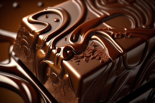3d art of chocolate melted. Chocolate melted. Smooth chocolate. Generative AI.