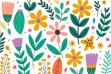 Beautiful flower seamless pattern. Floral seamless pattern. Cheerful floral flower seamless pattern. Generative AI.