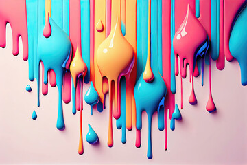 Shiny dripping paint on wall as abstract background wallpaper (Generative AI)