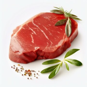 Fresh raw beef steak. Fresh meat steck isolated on white background. Generative AI.