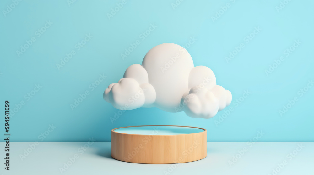 Poster 3d rendering of minimal product display podium for mock up presentation. generative ai