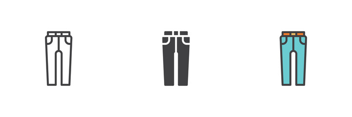 Trousers different style icon set