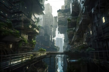 Fototapeta na wymiar Ancient city in next 500 years. Floating sky city in old theme. Generative AI.