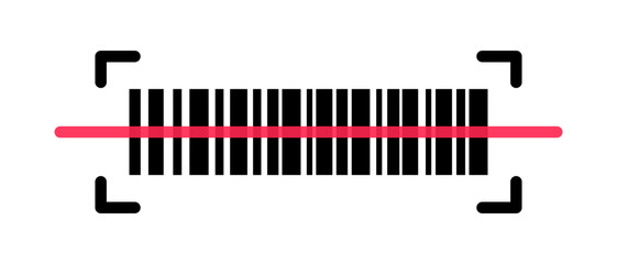 Reading barcode. Barcode scanning. Product identification. Vector.