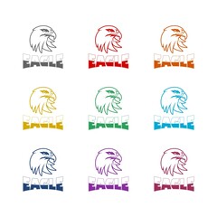  Eagle head logo icon isolated on white background. Set icons colorful