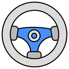 Editable design icon of car steering
